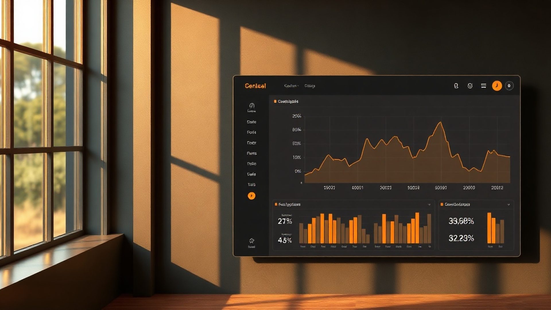 Cookbridgek monitoring dashboard on a slate background with trading charts